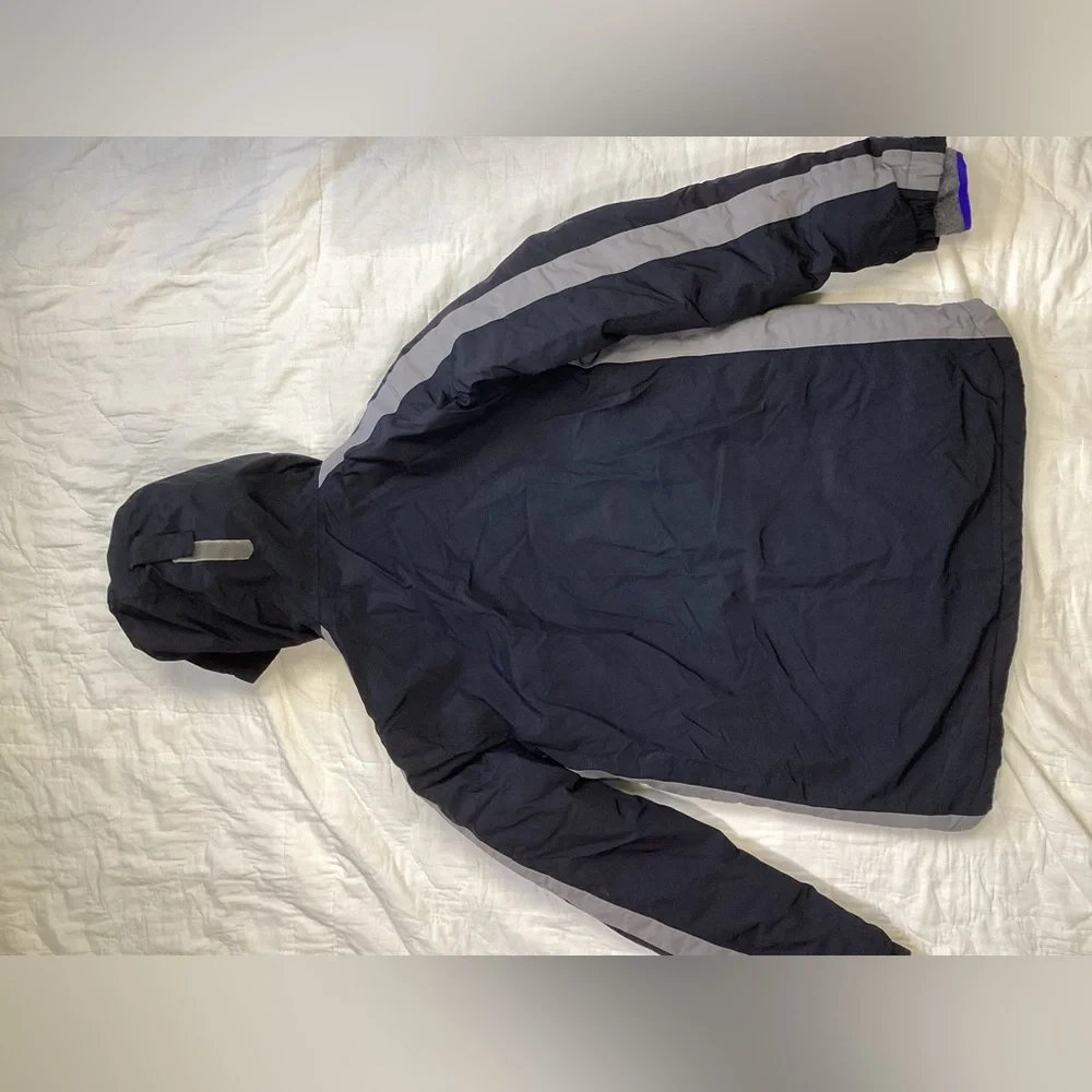 Youth Lands End Squall Fleece Lined Jacket Coat Black Gray Large 14-16‎